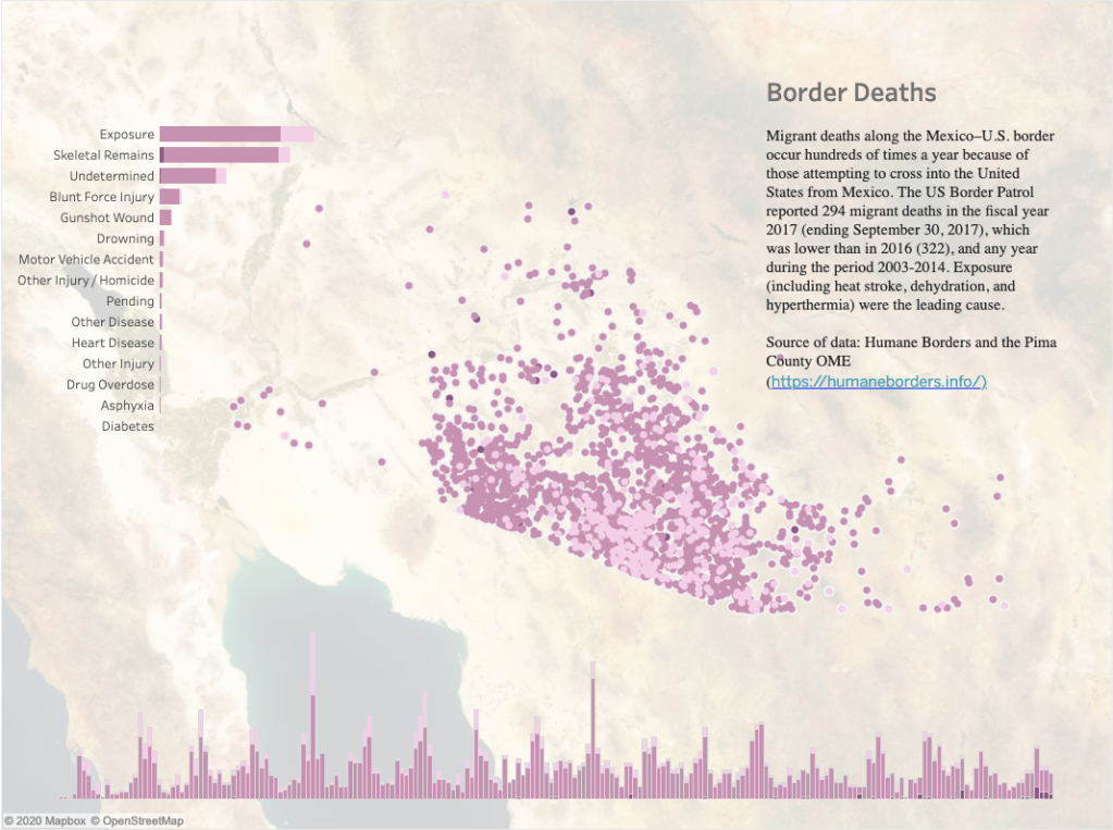 Screenshot of map of border deaths
